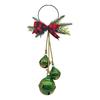Christmas Bell Decoration 17.7" Hanging Jingle Bells with Plaid Bow Pine Needles Red Berries Rustic Holiday for Door