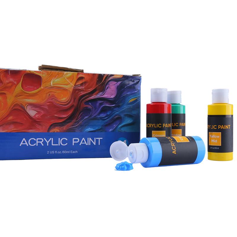 Acrylic Paint Set: 24 Colors, 60ml Bottles for Art Students and Studio Sketching