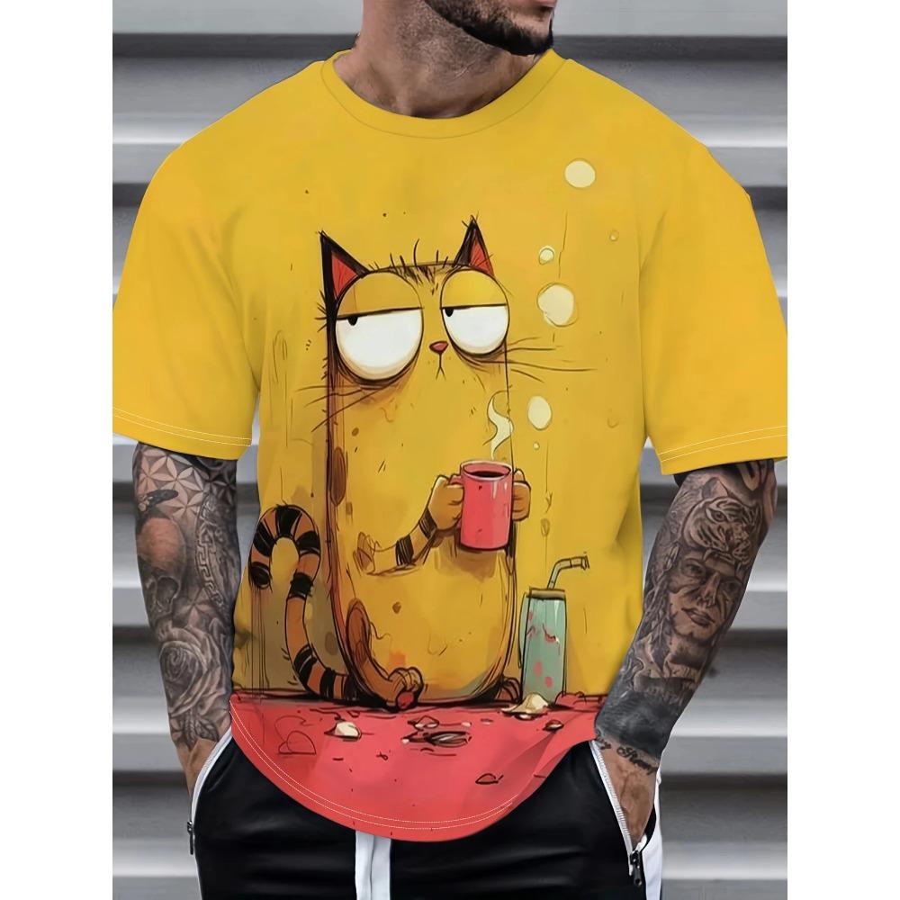 Funny Animal Pattern 3D Print T-shirts Cosplay Daily Casual Sports Round Neck Short Sleeved Men's T-shirts