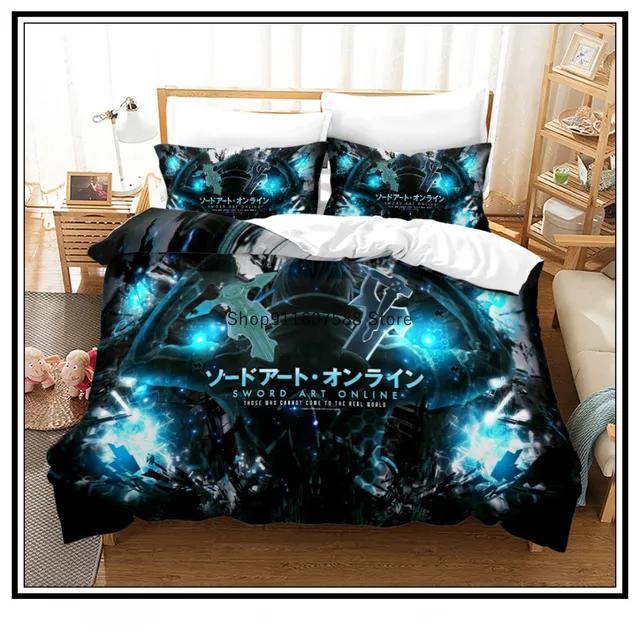 Anime Sword Art Online Bedding Set 3D Printed Duvet Covers Pillowcases kids Bedclothes Bed Linen Luxury Home Textiles Home Decor