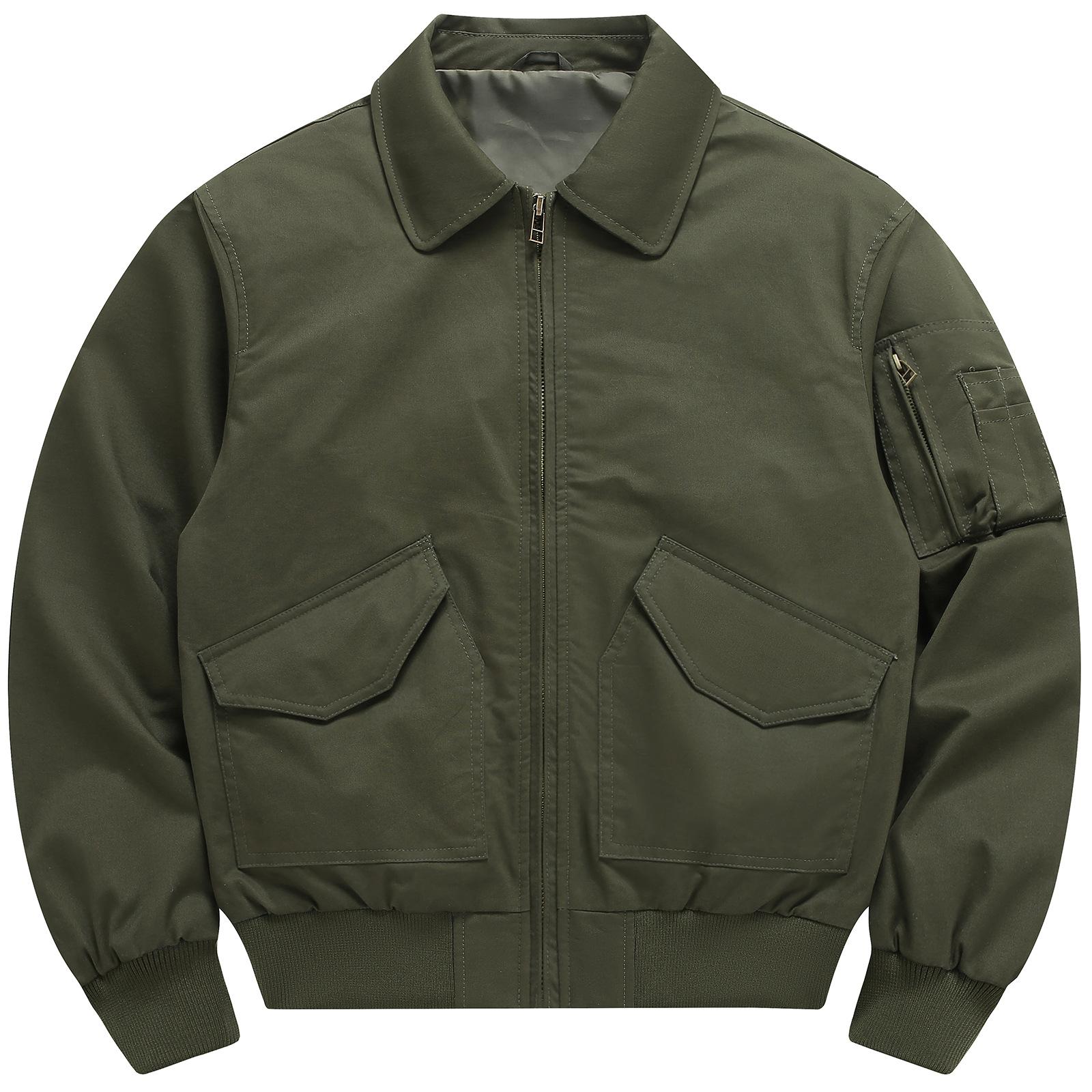 

New Spring and Autumn Casual Loose Bomber Jacket Men s Lapel Retro Jacket Pure Cotton Workwear S