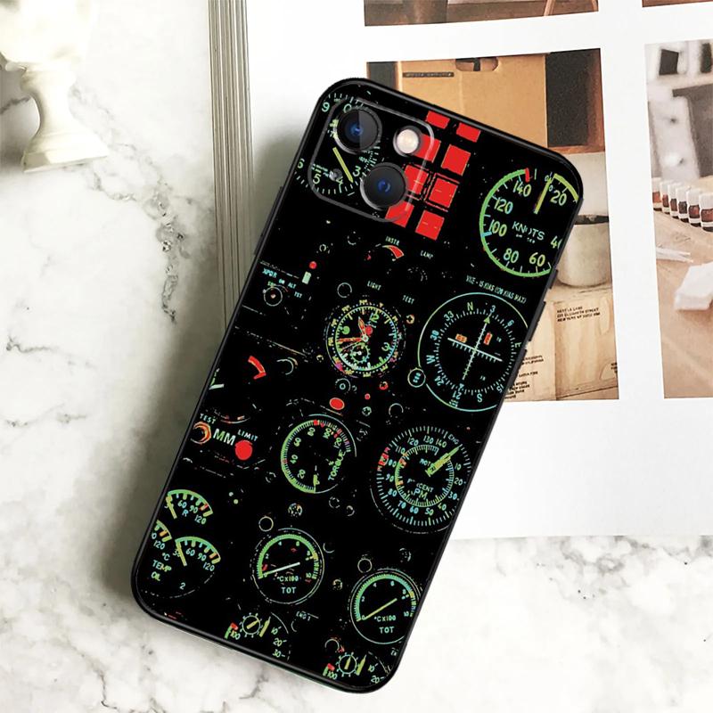

Aviation Airplane Instrument Phone Case For iPhone 17 16 14 13 12 11 15 Pro Max Plus 12 13 Mini 16e 17 Air Cover Coque iPhone 16