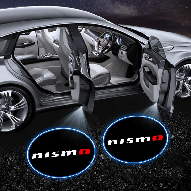 2Pcs Car Door Projector Lamps Emblem LED Welcome Light For Nissan Nismo Qashqai X J10 J11 Trail Tiida Teana Skyline Juke X-trail Almera