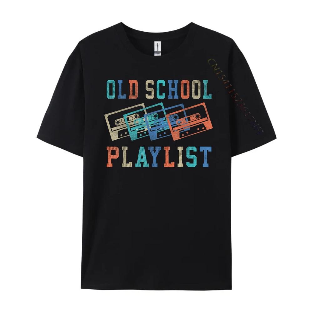 Old School Playlist Rock Cassette Tape Music Old School Band Unisex T Shirts High Quality Mens Clothes Casual