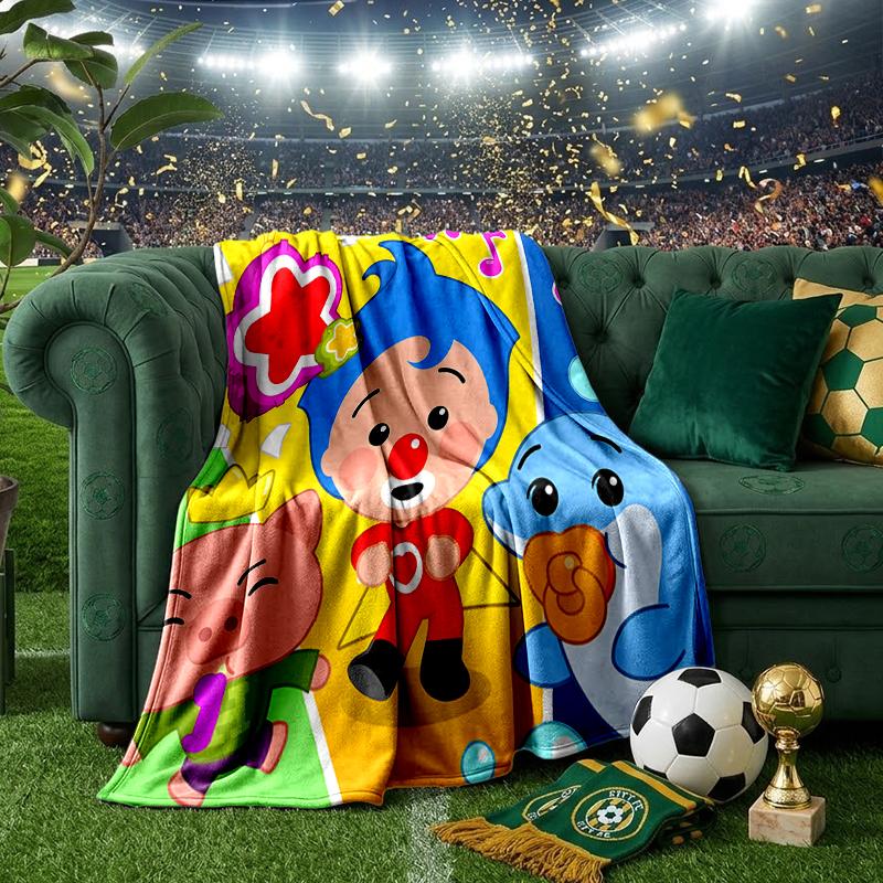 Happy Plim Friends Blanket Flannel Throw for Sofa, Indoor, Camping, Living Room, Office, Chair, And Bed Soft Birthday Gift