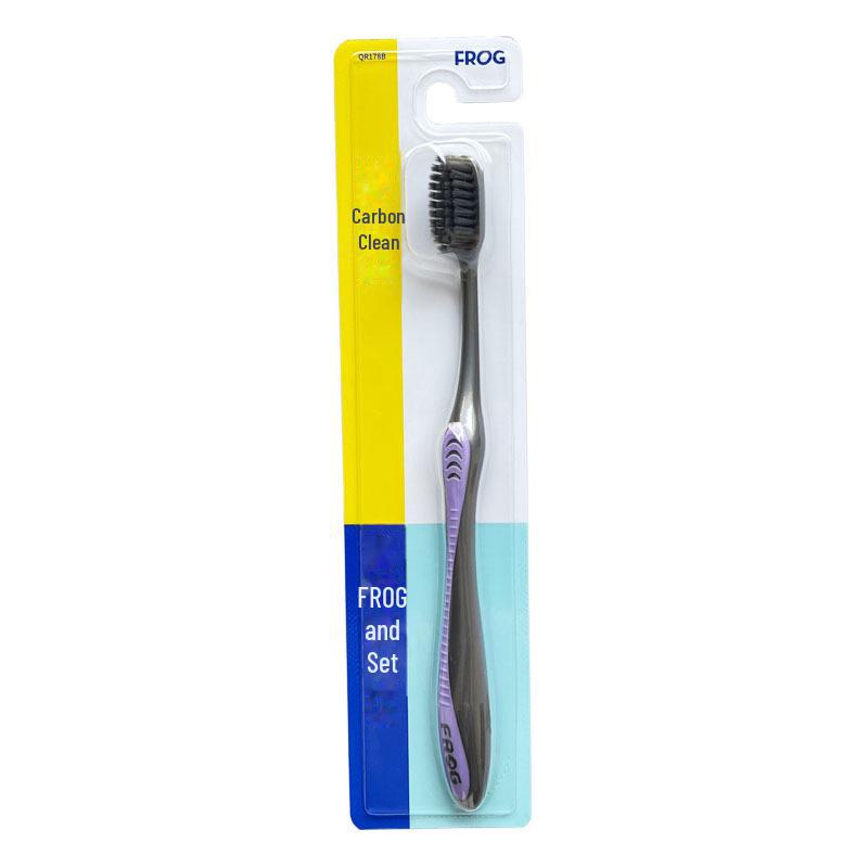 Frog Charcoal Toothbrush Set: Soft Bristles for Gum Protection, Interdental Cleaning & Stain Removal
