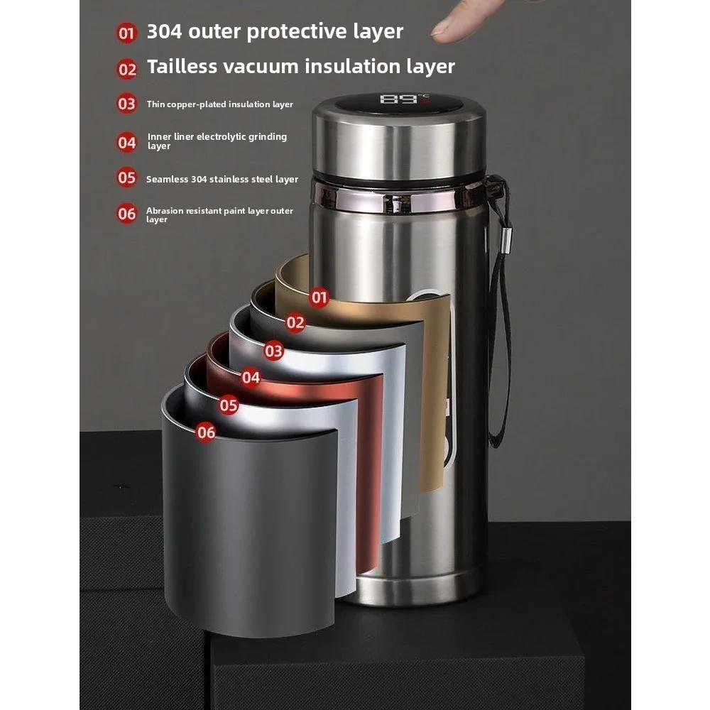 1000ml Metal ThermosCup Smart Display Temperature Leakproof Stainless Steel Thermos Cup Suitable for Home/office/outdoor Thermos