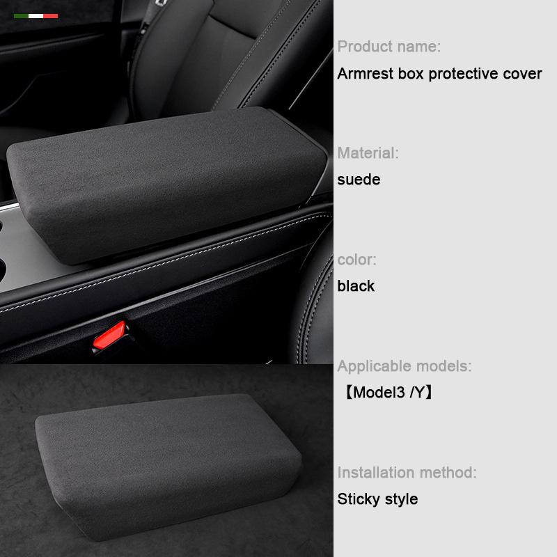 For Tesla Model 3 Model Y 2018 2019 2020 2021 2022 2023, Super Suede Car Center Armrest Box Panel Lid Shell Protection Cover