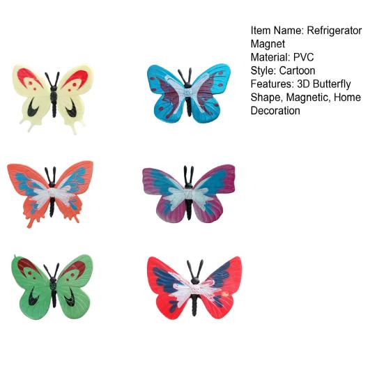 6Pcs 3D Colorful Butterfly Refrigerator Magnet DIY Home Office Kitchen Locker Fridge