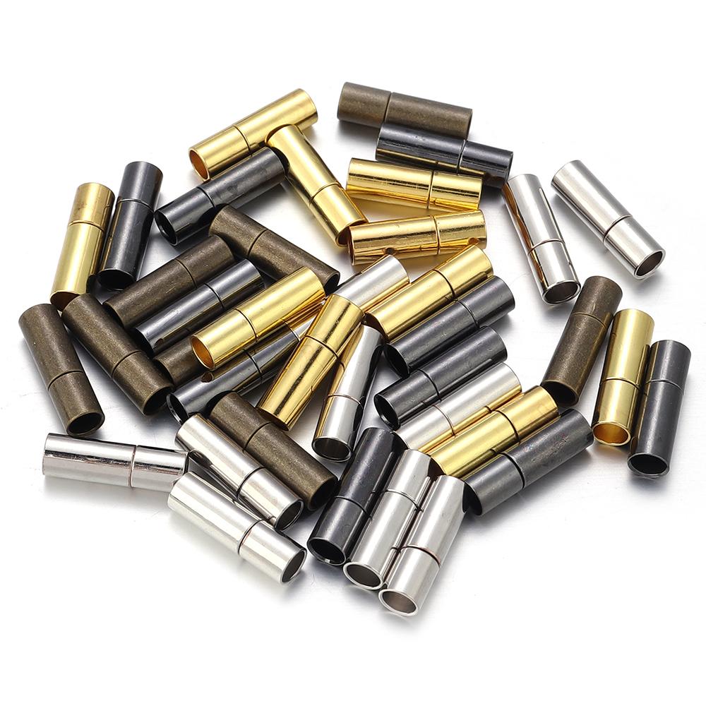 10pcs/lot 2-8mm Copper End Clasps End Caps For Jewelry Making DIY  Round Leather Cord Bracelet Necklace Connector Accessories