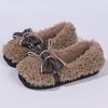 Cross-border versatile bow Doudou shoes fluffy bag heels home warm plush cute non-slip casual shoes