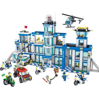 Qunlong 0200 City Police Station Headquarters Building Blocks Car Helicopter Motorcycle Bricks Toys for Kids Boys Christmas Gifts