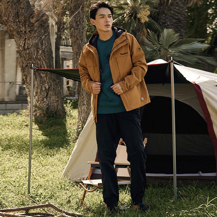 Timberland Af Wr Benton Shell Sports Casual Solid Color Hooded Jacket Woven Men Jackets Wheat A695W-P47