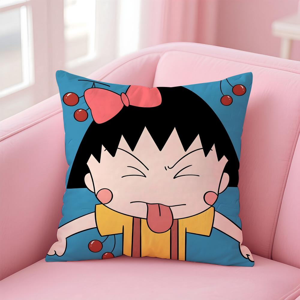 Cute Anime C-Chibi M-Maruko Chan Cushion Cover Comfortable Reversible Pillow Cover Ideal for Car Sofa Bedroom & Beyond