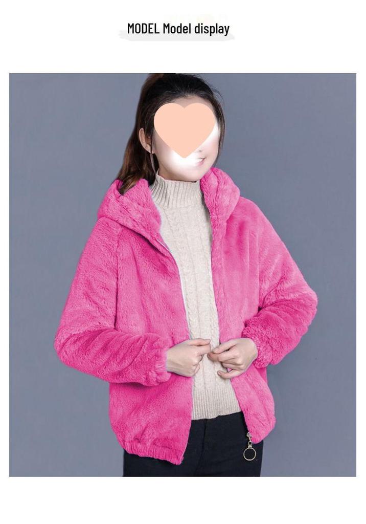 Women's Plus Size Hooded Fleece Coat - Double-Sided Velvet Sweatshirt, Warm Winter Pajamas