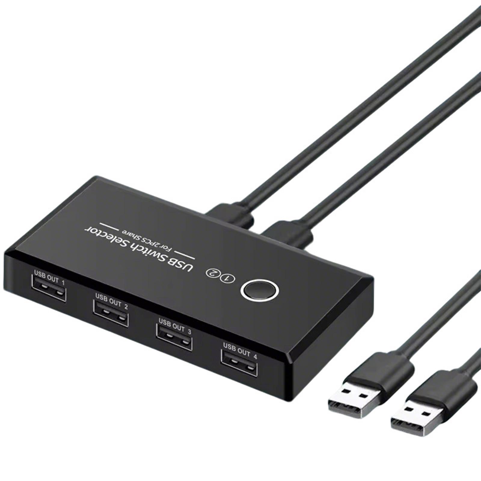 USB 3.0 Switch Selector with 2 Cables USB Switcher One Button Switch Adapter for PC Laptop Keyboard Mouse Printer Scanner