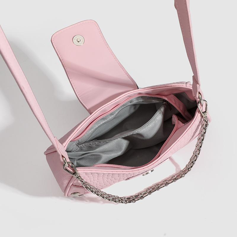 New Women's Heart Rivet Underarm Shoulder Bags Y2K Punk Pink Crossbody Bags Hottie PU Leather Fashion Cool Zip Handbags