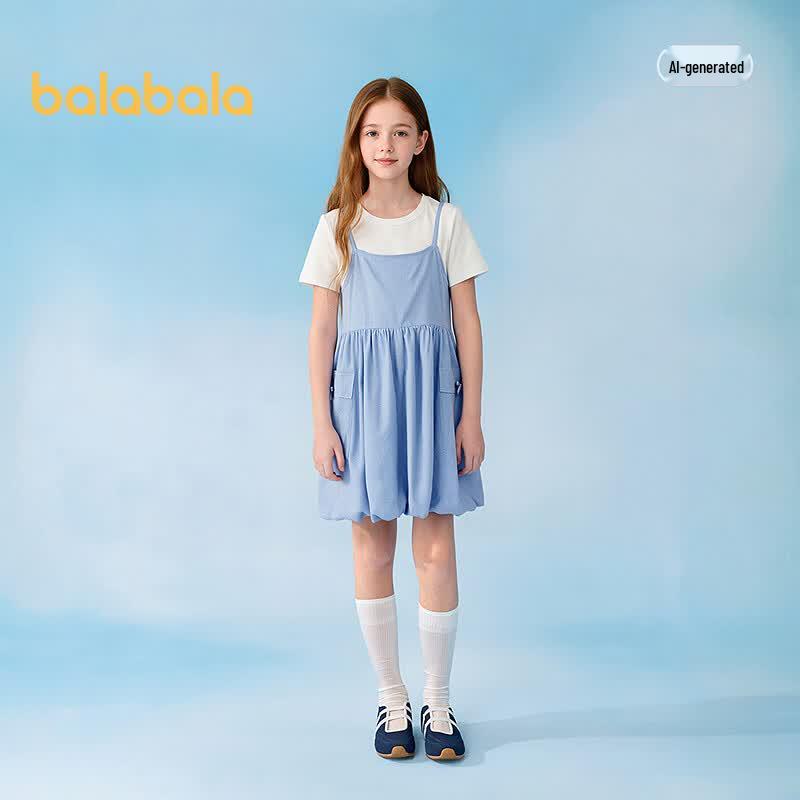 Balabala Girls' Summer Bowknot A-Line Dress