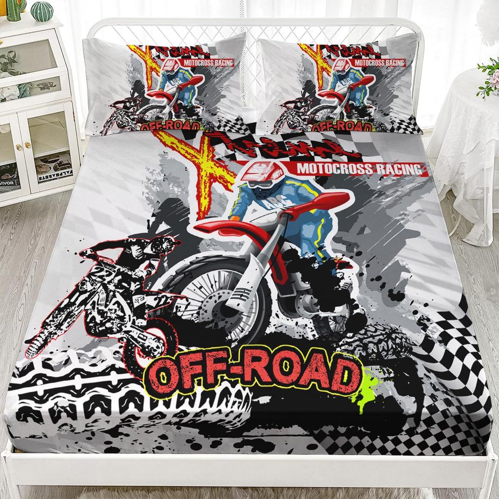 Extreme Racing Pattern Sheet Three-Piece Digital Printed Sheet Bedding Set Adult Children