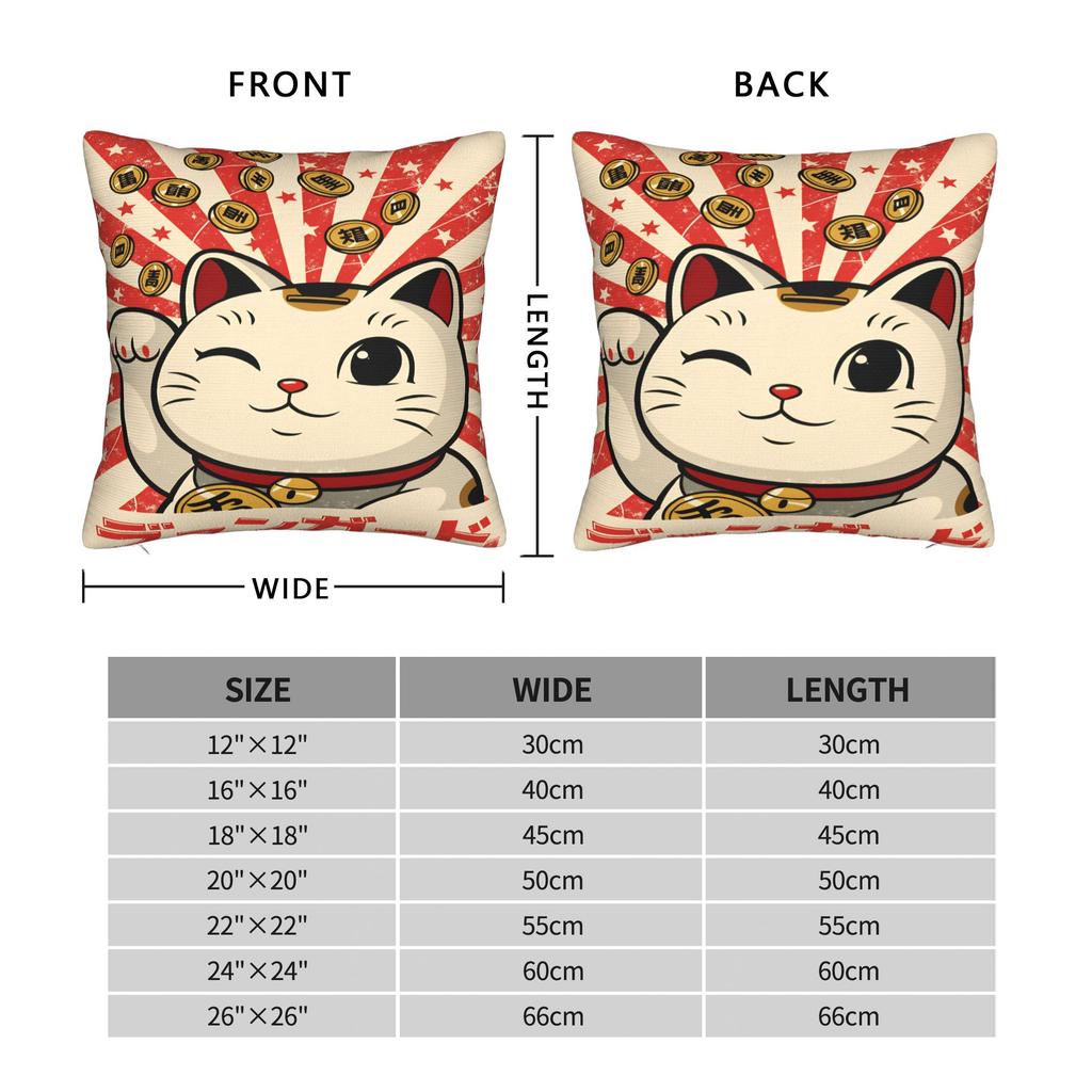 Maneki Neko Lucky Money Cat Pillow Case Soft Pillow Cover For Living Room Sofa Morden Pillowcases