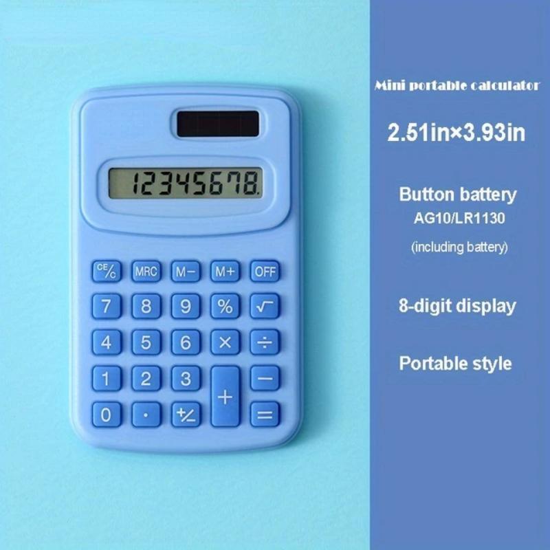Small Solar Calculator Portable Calculator Cute 8 Digits LCD Electronic Home Office Calculator for Kid Primary School Calculato