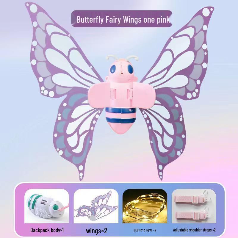 Children's Glowing Electric Butterfly Wings Backpack - Moving Angel Feather Wings Toy