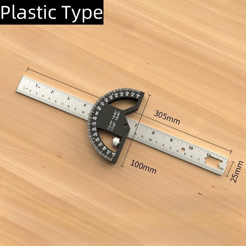 8/12Inch 180° Protractor Aluminum Alloy / Plastic Angle Finder Angle Ruler Woodworking Tools Measuring Ruler Meter Goniometer