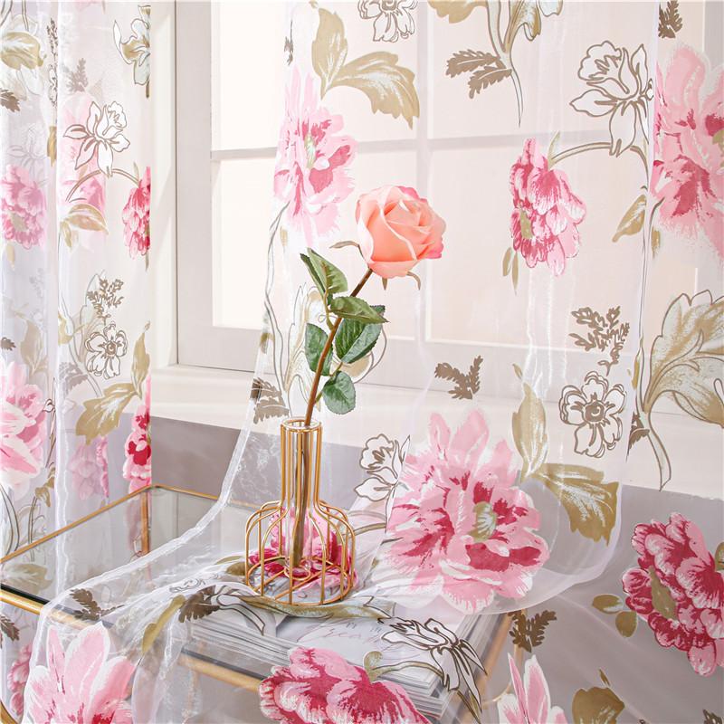 Topfinel Floral rene vinduesgardiner for vinduer Luksus rene gardiner til kjøkken Stue Soverom Vindu Behandlinger Panel Grommet