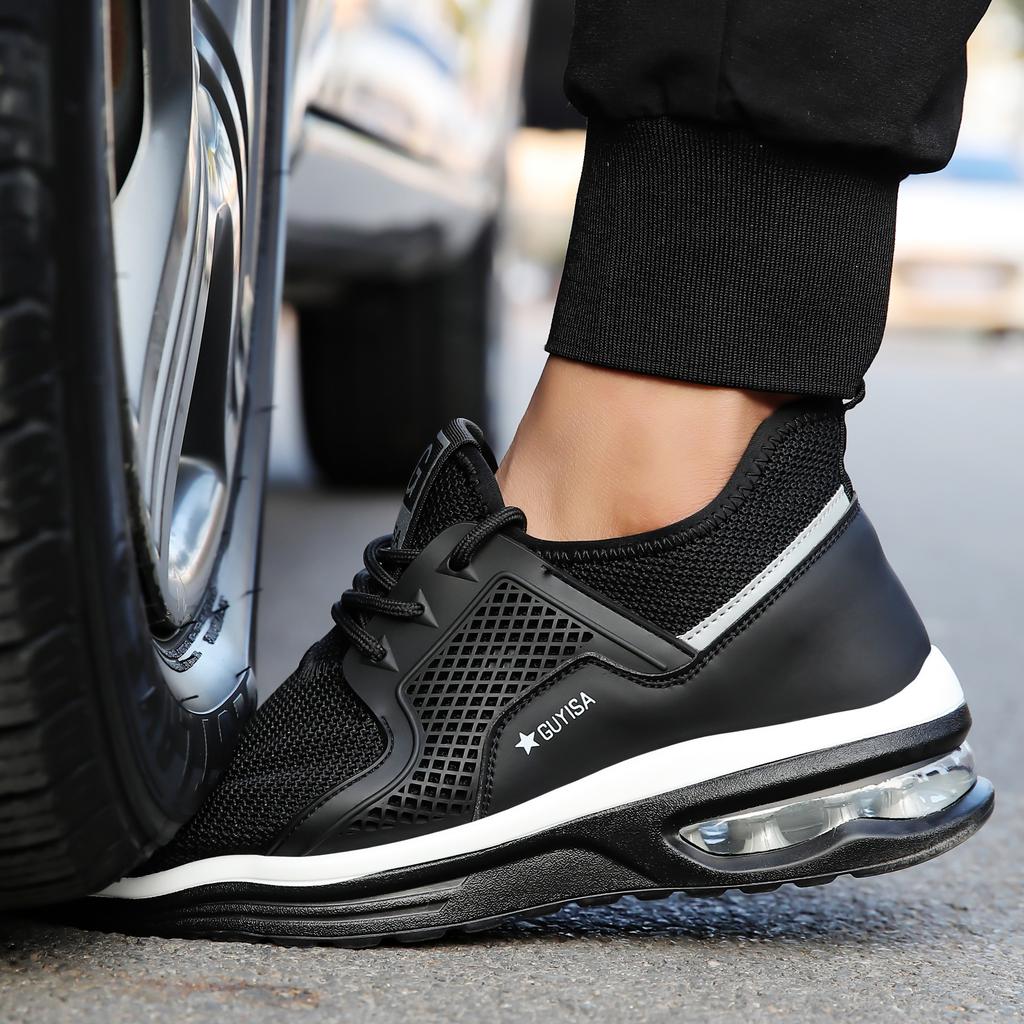 Steel Toe Safety Shoes for Men Women Protective Work Shoes Lightweight Mesh Air Cushion Safety Shoes Men Summer Work Sneakers