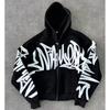 Unisex Streetwear Hooded Zip-Up Sweatshirt With 3D Print Loose Fit Long Sleeve Pullover Men Women