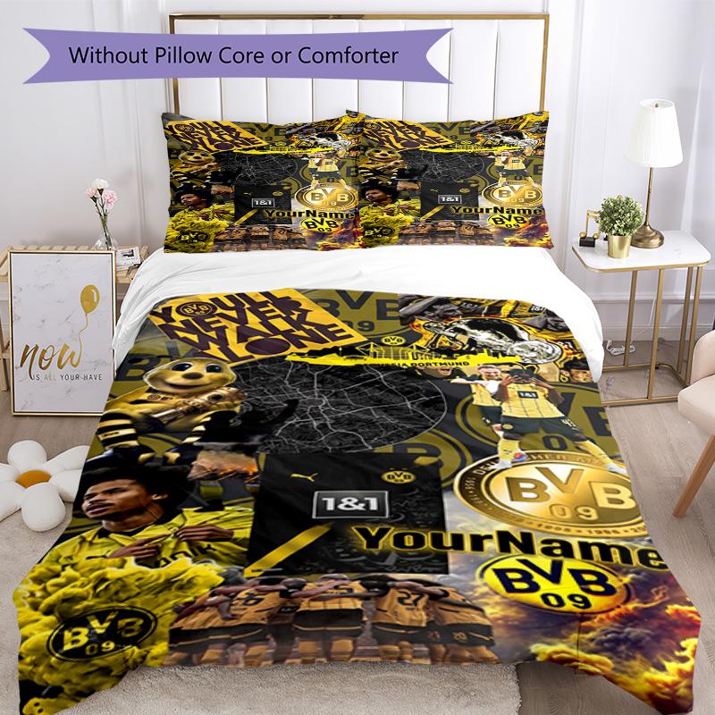 Borussia Dortmund Customize Your Name Bedding Set Breathable Duvet Cover with Pillowcases Home Decoration Birthday Gift