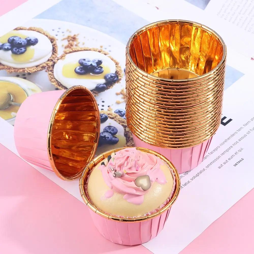 Golden Muffin Cupcake 50pcs Mini Oilproof Liner Cake Paper Cups DIY Cake Tools Party Supplies Pastry Baking Supplies VIE LENTE