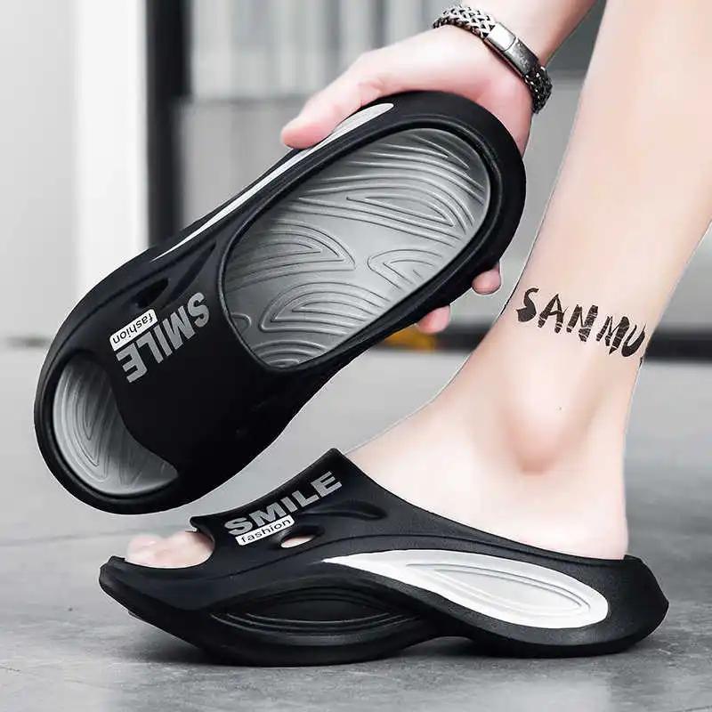 Fashion Sumer Light Weight Big Size Men's Slippers Black White Sneakers Shoes Rubber Sandals Man Sports On Sale Classic