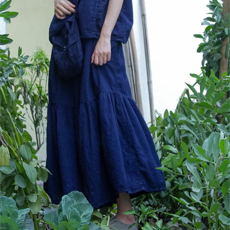 Johnature Dámské Vintage Bavlněné Lněné Široké nohavice Pružný pas Volný Letní Kalhoty Patchwork Kalhoty ke kotníkům