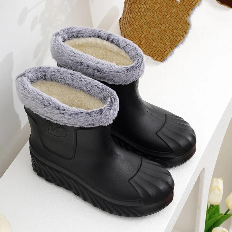 Ladies' Anti Slip Waterproof Warm Cotton Shoes Snow Boots Kitchen Outdoor Car Wash Cold Storage Work Shoes