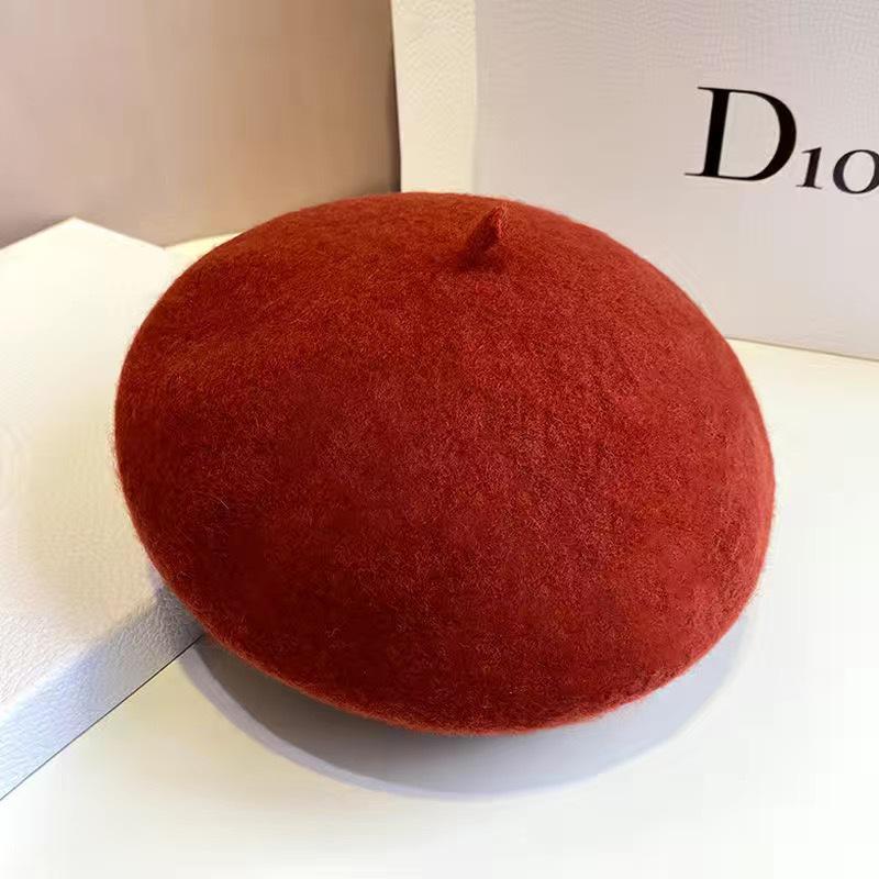 Boina de Lana 3D Engrosada: Sombrero Estilo Retro que Favorece el Rostro para Otoño/Invierno