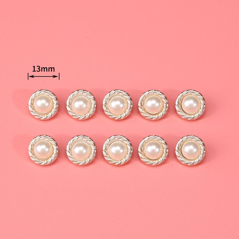 Pearl Button Versatile Round Shirt Button Top Cardigan Shirt Delicate Button Women'S Clothing Decoration