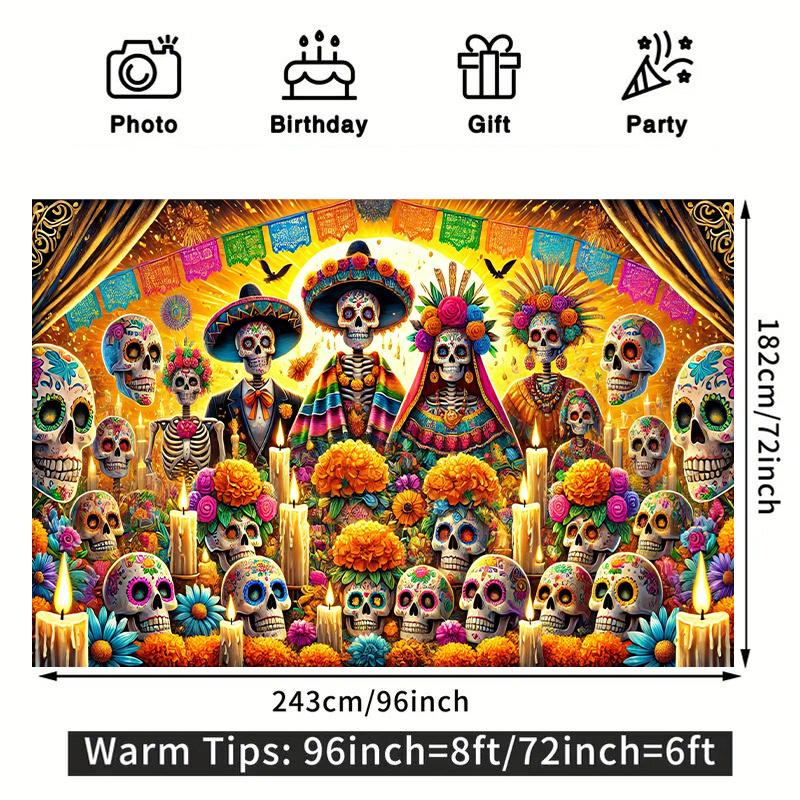 1pc Day of the Dead Celebration Art Tapestry Classic Weaving Wall Decoration Suitable for Indoor and Outdoor Parties