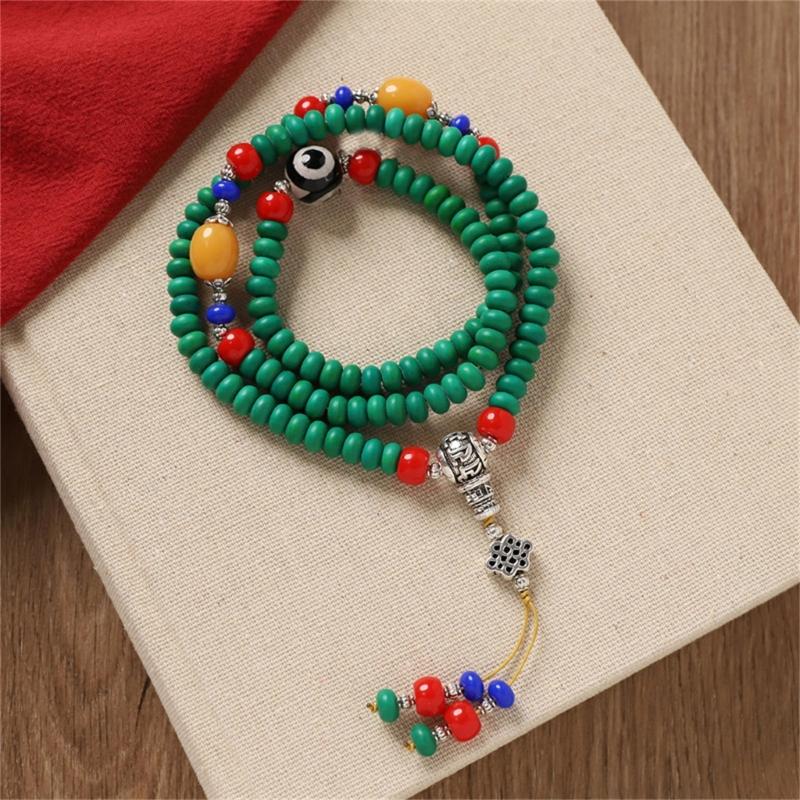 Handmade Turquoise Gemstones Prayer Beads Necklace With 8mm Round Beads Unisex Stone Wristband Cultural Spiritual Gift