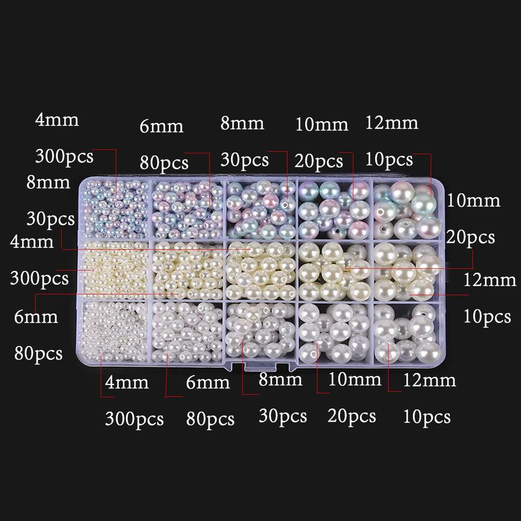 10-Grid ABS Pearl Bead Set for DIY Bracelets and Phone Chains
