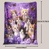 Kätzchen Blumen Schmetterling Flanell Überwurfdecke, gesteppter Glam-Stil für Sofa Bett, Fantasy-Thema Gemütliches Geschenk, Ganzjahres