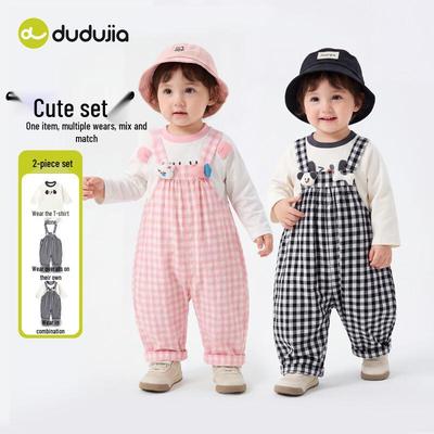 Dudujia Baby Spring Casual Long-Sleeve Tee & Overalls Set