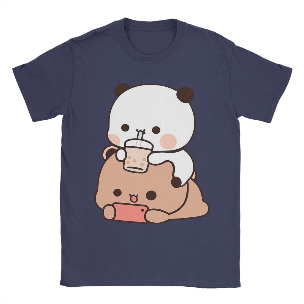 Mens Panda Bear Bubble Tea Anime Cartoon Kawaii T Shirt  Cotton Clothing Fashion Short Sleeve O Neck Tees Birthday Gift TShirt