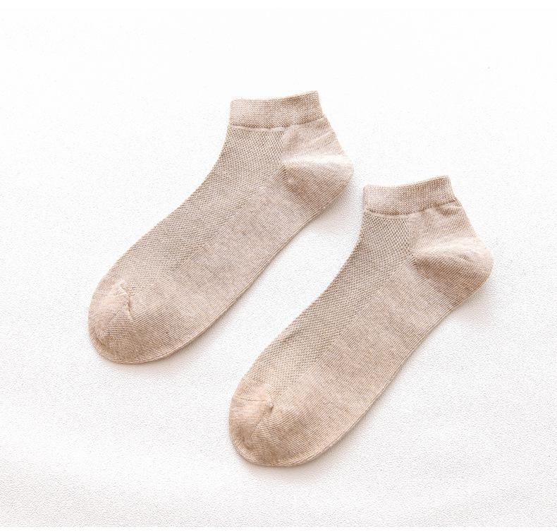 

2025 Лето Дышащие Устойчивые к запаху Мужские сетчатые носки до щиколотки – Тонкий хлопок, Однотонные One Size бежевый