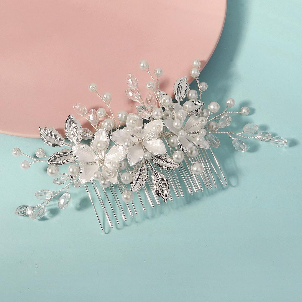 Bijuterii de mireasă handmade pieptene de păr pieptene inserat frumos și versatil accesorii de păr pentru rochie de mireasă retro stras perlă pieptene furculiță