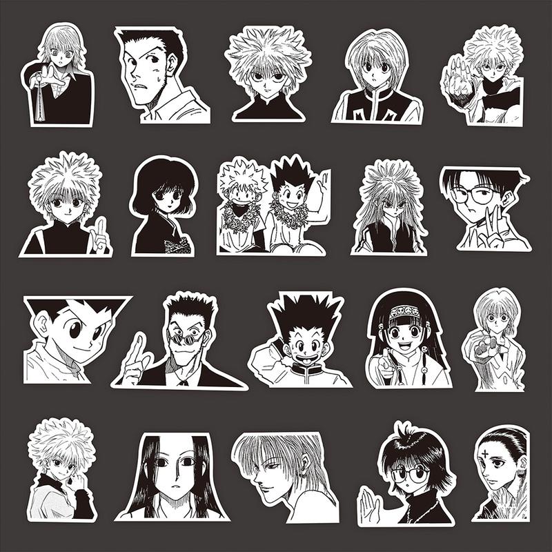 10/30/70 Stück Schwarz-Weiß Anime Hunter×Hunter Aufkleber Coole Graffiti Decals für Handy Koffer Notizbuch Kinder DIY Aufkleber Spielzeug