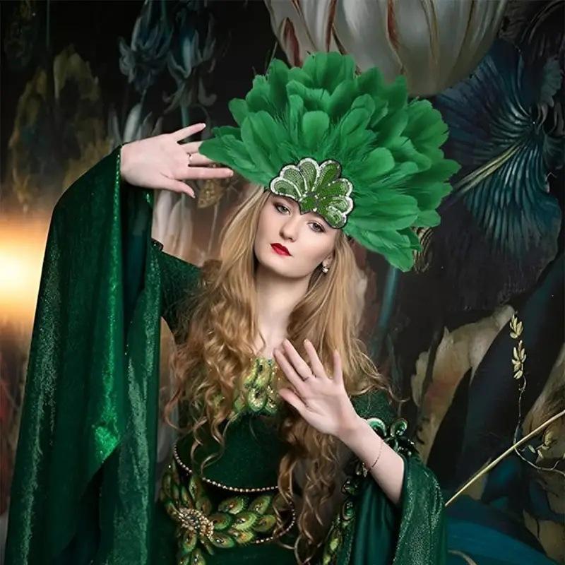 Anime-Charakter Cosplay Halloween Kopfbedeckung Bauchtanz Performance Haarbänder Bunte Feder Stirnbänder Weihnachtstag Kopfbedeckung Zubehör