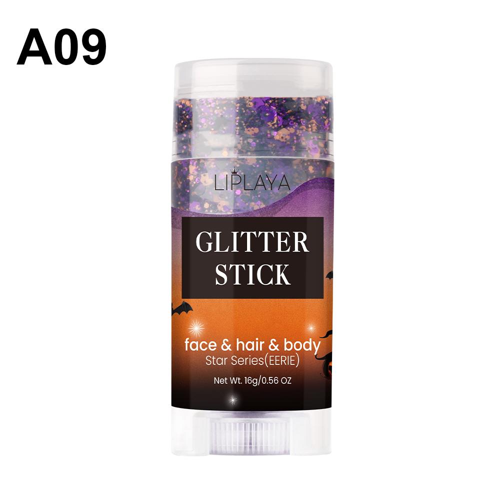 2 Colors Glitter Sticks For Face& Hair& Body, Festival& Rave& Party Makeup, Stocking Stuffers, Pumpkin Decor, Easy to Apply & Remove-16g