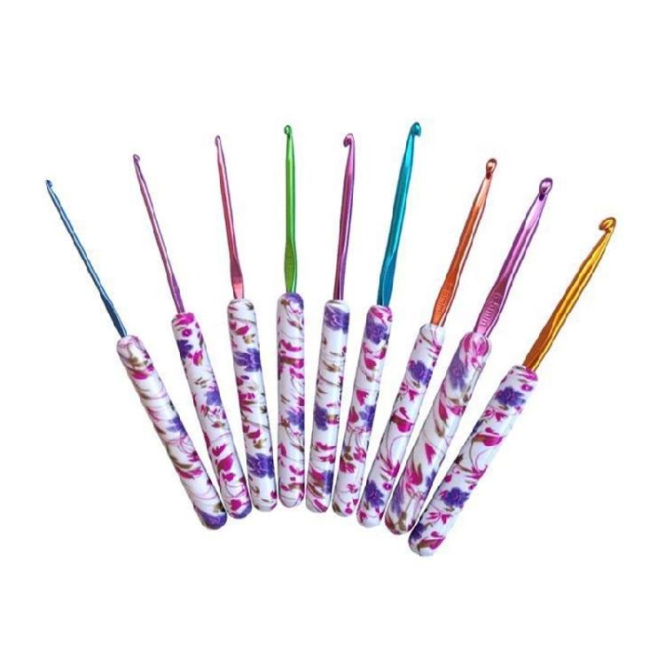 Набор из 9 крючков для вязания 2,5 мм - 6,0 мм Эргономичные вязальные спицы с принтом для вязания крючком 1