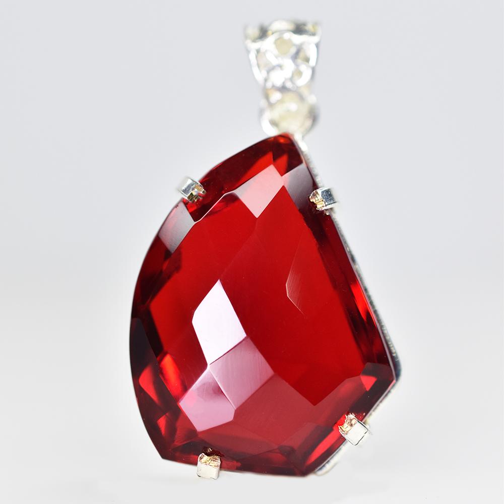 Unique Fancy Cut 84 Ct Lab Created RED Ruby Gems Pendant Jewelry Free Delivery MY.PD-98-NS